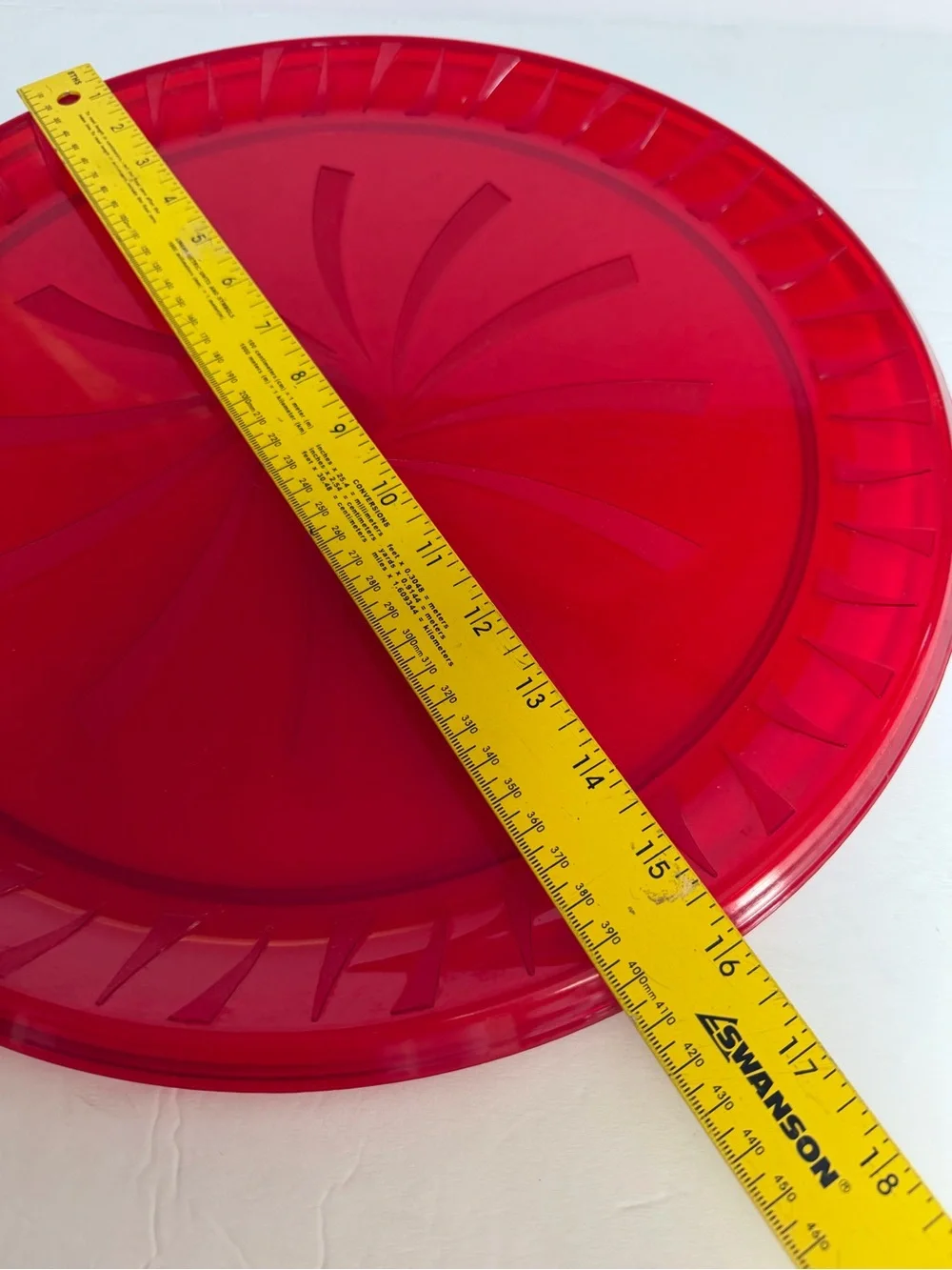 Red Plastic Pedestal Cake Stand and Large Tray